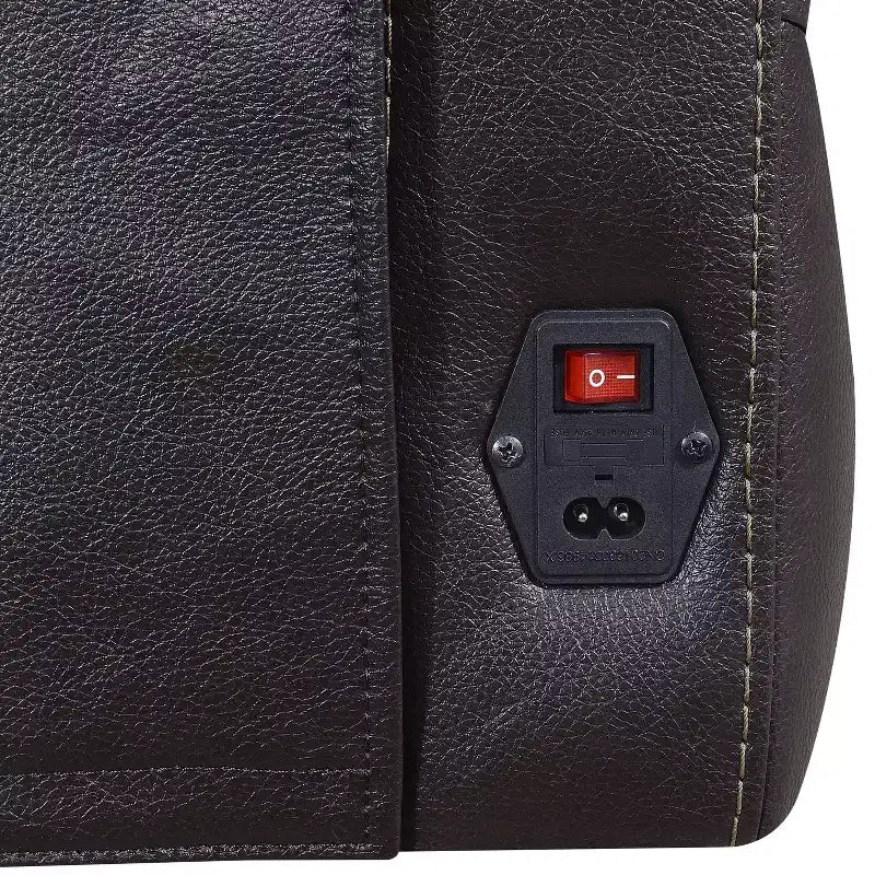 Poltrona reclinabile elettrica Coachella marrone: accento contemporaneo con porta USB, schiuma ad alta densità, finitura lucida, rivestita