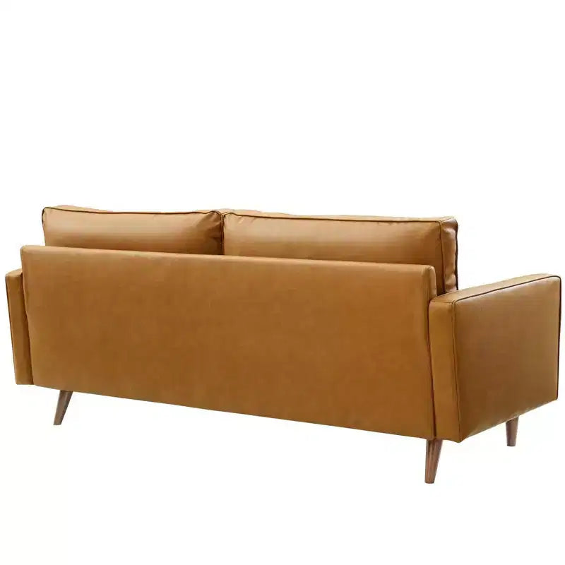 Divano Valour rivestito in similpelle Tan - Modway: Moderno di metà secolo, 4 posti, Struttura in legno
