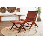Set di 2 Poltrone Accent in Legno di Teak Tradizionale con Pouf Marrone - Olivia & May