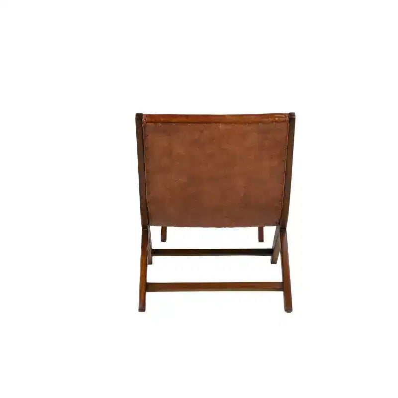 Set di 2 Poltrone Accent in Legno di Teak Tradizionale con Pouf Marrone - Olivia & May