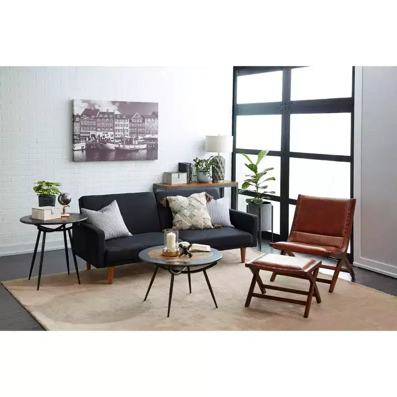 Set di 2 Poltrone Accent in Legno di Teak Tradizionale con Pouf Marrone - Olivia & May