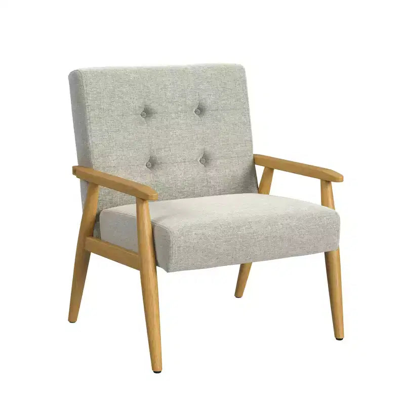 Poltrona d'Appoggio con Struttura in Legno Grigio Chiaro - HomePop: Poliestere Imbottito, Struttura in Compensato, Capacità 113 kg