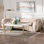 Divano in Velluto Baxton Studio Adanna, Beige Champagne