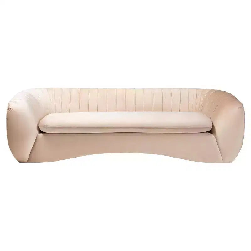 Divano in Velluto Baxton Studio Adanna, Beige Champagne