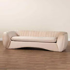 Divano in Velluto Baxton Studio Adanna, Beige Champagne