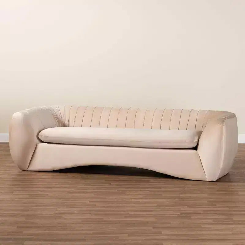 Divano in Velluto Baxton Studio Adanna, Beige Champagne
