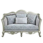 Divano Qunsia 66" in lino grigio chiaro e finitura champagne - Acme Furniture: Rivestimento in pelle, struttura in legno, nessun montaggio richiesto