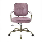 Poltrona reclinabile di design in pelle con trama incrociata da 25" Rosa - Acme Furniture: Girevole, Struttura in metallo, Nessun assemblaggio