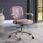 Poltrona reclinabile di design in pelle con trama incrociata da 25" Rosa - Acme Furniture: Girevole, Struttura in metallo, Nessun assemblaggio