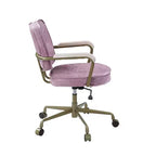 Poltrona reclinabile di design in pelle con trama incrociata da 25" Rosa - Acme Furniture: Girevole, Struttura in metallo, Nessun assemblaggio