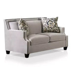 Divanetto imbottito in velluto Creation grigio chiaro/blu marino - Furniture Of America