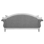 Divano Florian da 88", in tessuto grigio e finitura bianco anticato - Acme Furniture: Rivestimento in pelle, struttura in legno, include cuscino decorativo
