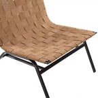 Poltrona Comfort Pointe Cavett in Pelle Intrecciata Marrone: Vera Pelle, Telaio in Metallo, Stile Mid-Century Moderno