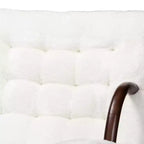 Poltrona Eisa accentuata in finta pelliccia di pecora e legno Bianco/Marrone noce - Baxton Studio