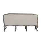Divano Tania 76" in Lino Color Crema, Finitura Marrone, Dettagli Intagliati - Acme Furniture: Nessun Montaggio, Borchie Decorativethe
