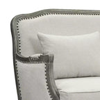 Divano Tania 76" in Lino Color Crema, Finitura Marrone, Dettagli Intagliati - Acme Furniture: Nessun Montaggio, Borchie Decorativethe