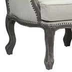 Divano Tania 76" in Lino Color Crema, Finitura Marrone, Dettagli Intagliati - Acme Furniture: Nessun Montaggio, Borchie Decorativethe