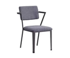 Acme Furniture 24" Cargo Fabric Chair Gray/Gunmetal: Linen Upholstery, Metal Frame, Tufted Design