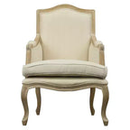 Sedia Imbottita Beige Chiaro - Baxton Studio: Stile Tradizionale Francese, Struttura in Legno Mindi, Cuscino in Lino e Schiuma, Nessun Montaggio Richiesto