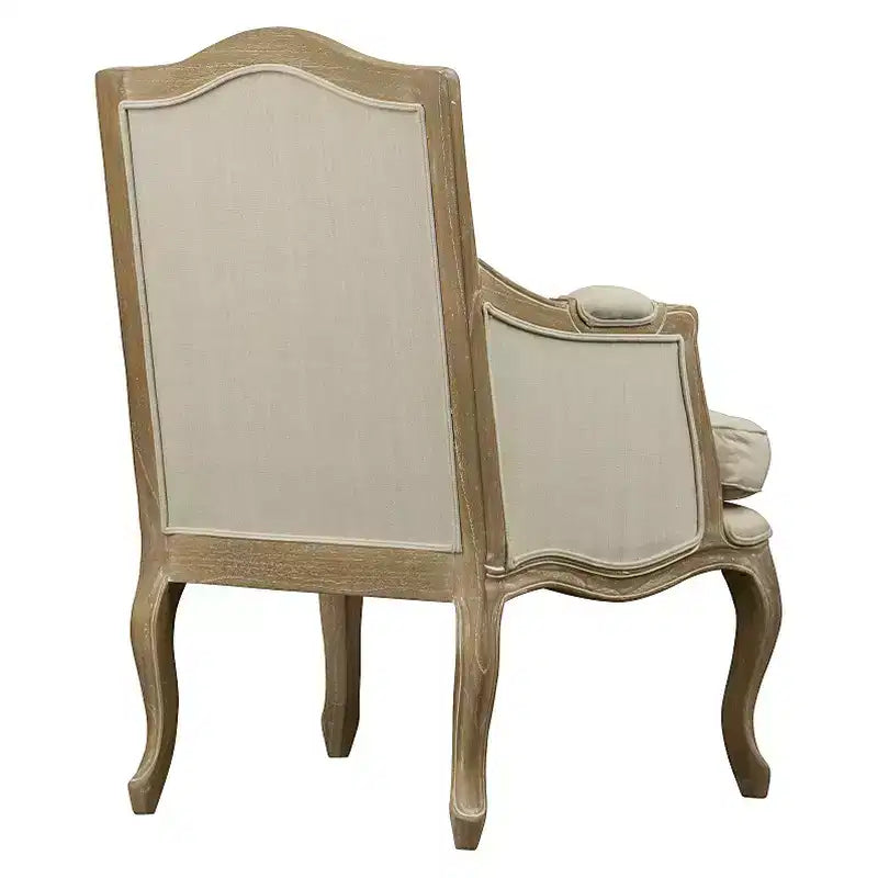 Sedia Imbottita Beige Chiaro - Baxton Studio: Stile Tradizionale Francese, Struttura in Legno Mindi, Cuscino in Lino e Schiuma, Nessun Montaggio Richiesto