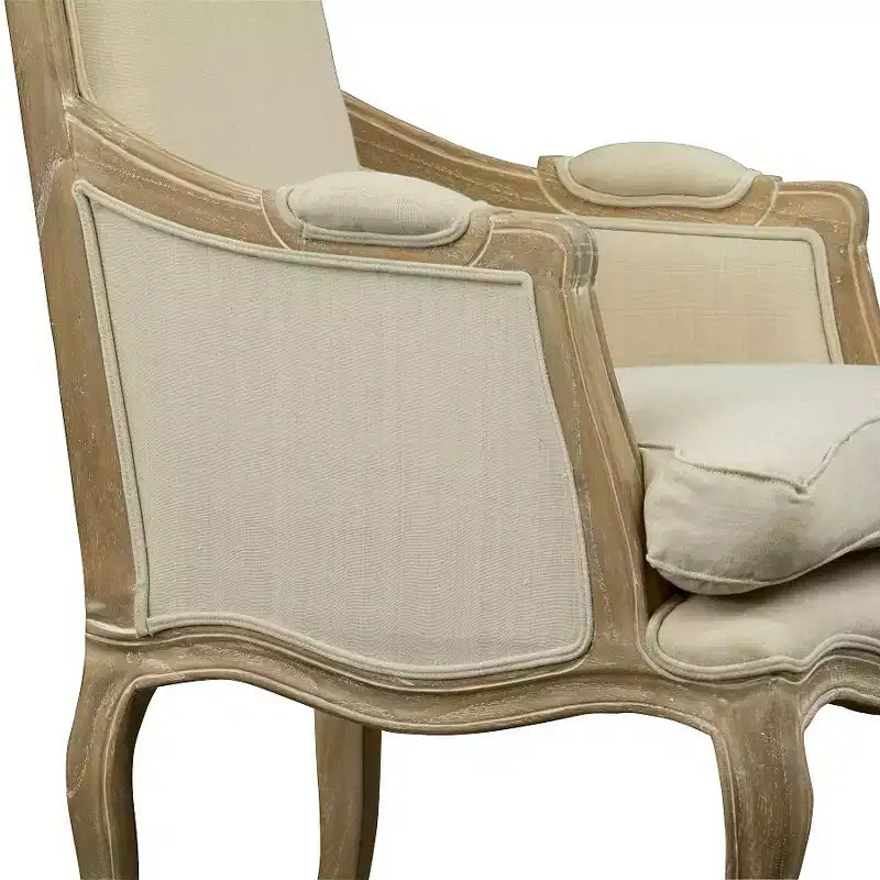 Sedia Imbottita Beige Chiaro - Baxton Studio: Stile Tradizionale Francese, Struttura in Legno Mindi, Cuscino in Lino e Schiuma, Nessun Montaggio Richiesto