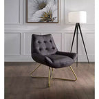 31" Dhalsim Accent Chair Antique BlackTop Grain Leather - Acme Furniture