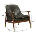 Christopher Knight Home Bella Poltrona d'Appoggio Moderna in Ecopelle e Legno Wasabi Green