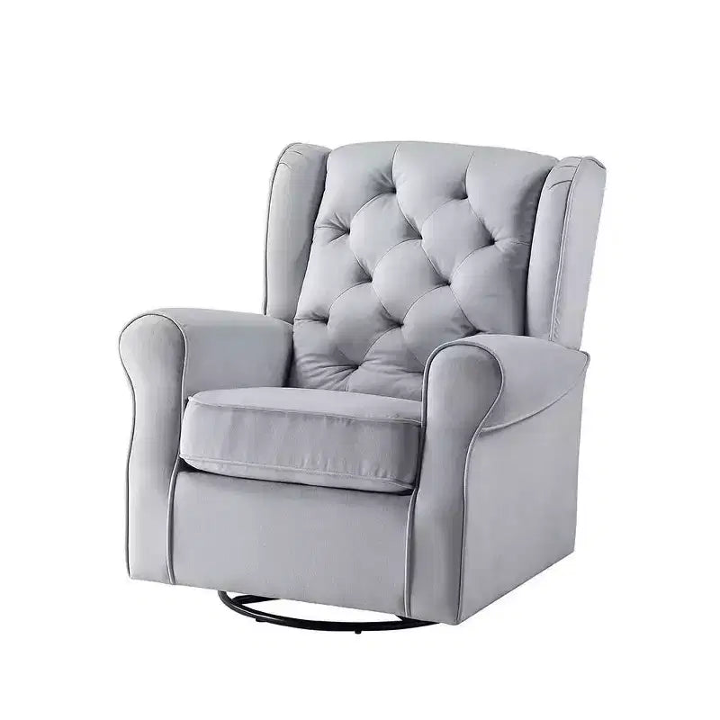 Zeger Poltrone 35" Accent Grey Tessuto - Acme Furniture: Girevole, Cotone, Struttura in Legno e Metallo