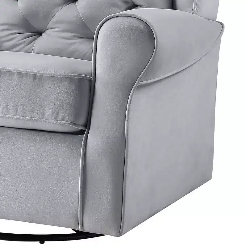 Zeger Poltrone 35" Accent Grey Tessuto - Acme Furniture: Girevole, Cotone, Struttura in Legno e Metallo
