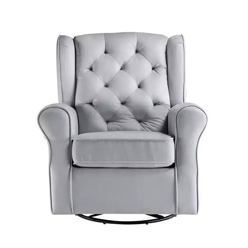 Zeger Poltrone 35" Accent Grey Tessuto - Acme Furniture: Girevole, Cotone, Struttura in Legno e Metallo