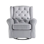 Zeger Poltrone 35" Accent Grey Tessuto - Acme Furniture: Girevole, Cotone, Struttura in Legno e Metallo