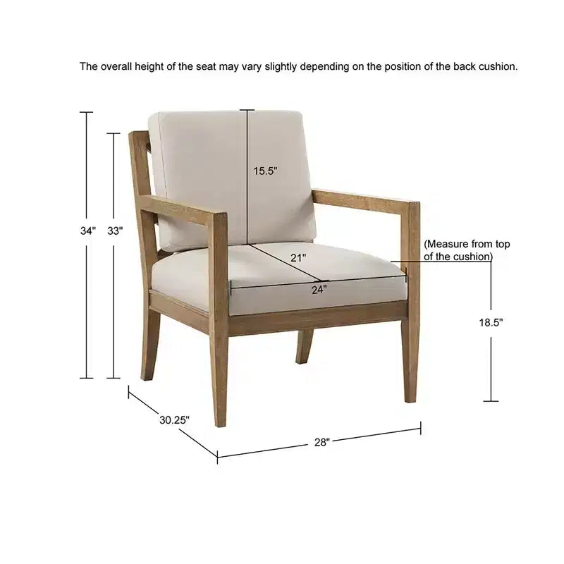 Poltrona imbottita Marlee colore avorio: Struttura in legno massello, stile tradizionale - Madison Park