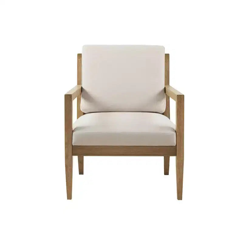 Poltrona imbottita Marlee colore avorio: Struttura in legno massello, stile tradizionale - Madison Park