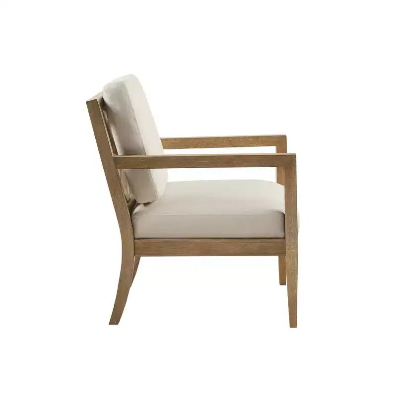 Poltrona imbottita Marlee colore avorio: Struttura in legno massello, stile tradizionale - Madison Park