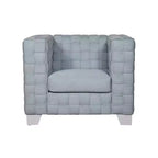 Poltrona accent Acme Furniture Saree in ciniglia azzurro chiaro/finitura bianca