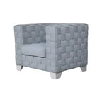 Poltrona accent Acme Furniture Saree in ciniglia azzurro chiaro/finitura bianca