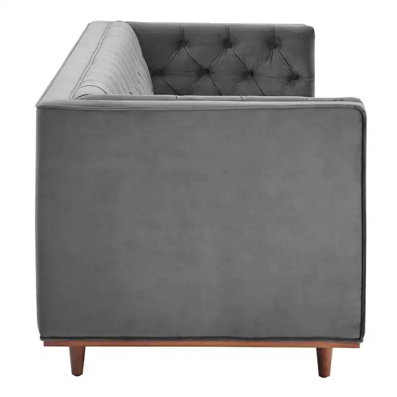 Divano Elation in velluto trapuntato grigio - Modway: Stile Glam Deco, antimacchia, gambe affusolate