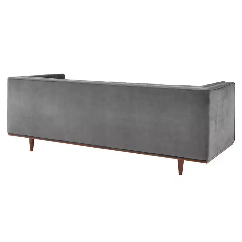 Divano Elation in velluto trapuntato grigio - Modway: Stile Glam Deco, antimacchia, gambe affusolate