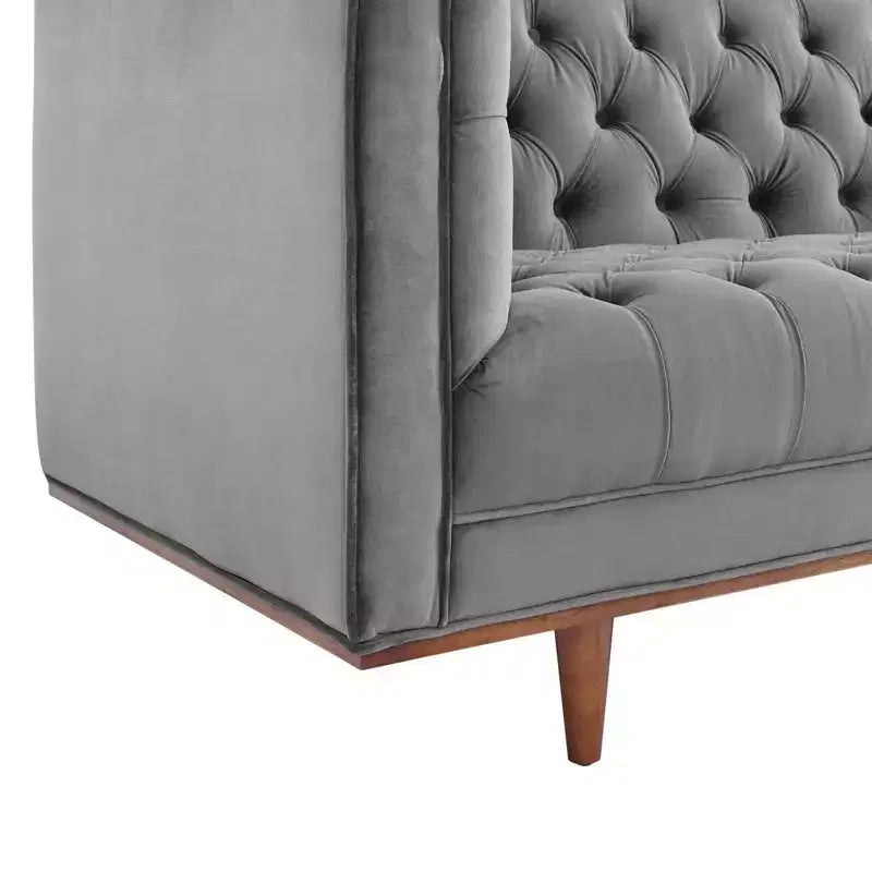Divano Elation in velluto trapuntato grigio - Modway: Stile Glam Deco, antimacchia, gambe affusolate