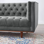 Divano Elation in velluto trapuntato grigio - Modway: Stile Glam Deco, antimacchia, gambe affusolate