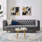 Divano Elation in velluto trapuntato grigio - Modway: Stile Glam Deco, antimacchia, gambe affusolate