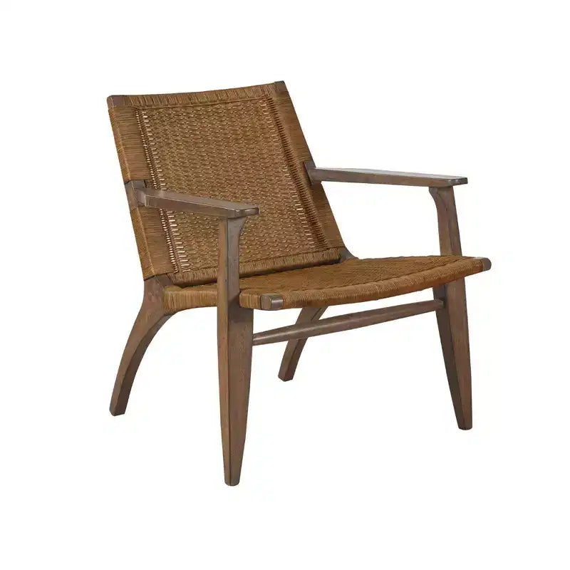 Poltrona Daire Accent Naturale: Schienale in Rattan, Struttura in Mogano, Seduta in Microfibra - Madison Park