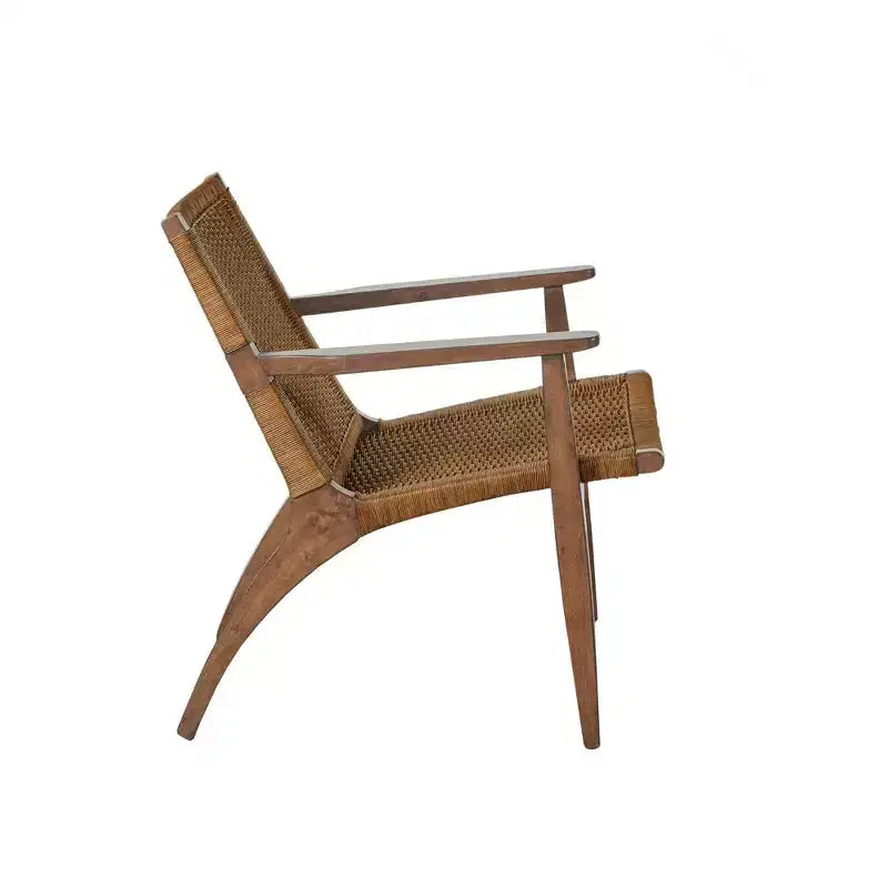 Poltrona Daire Accent Naturale: Schienale in Rattan, Struttura in Mogano, Seduta in Microfibra - Madison Park