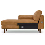 WyndenHall Brixley Sezionale di metà secolo a sinistra in vera pelle, Sienna