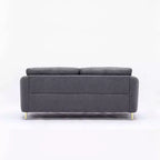Divano Yuina 80" Lino Grigio - Acme Furniture: Gambe in Metallo Cromato, Seduta con Molle Insacchettate, Struttura in Legno