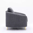 Divano Yuina 80" Lino Grigio - Acme Furniture: Gambe in Metallo Cromato, Seduta con Molle Insacchettate, Struttura in Legno