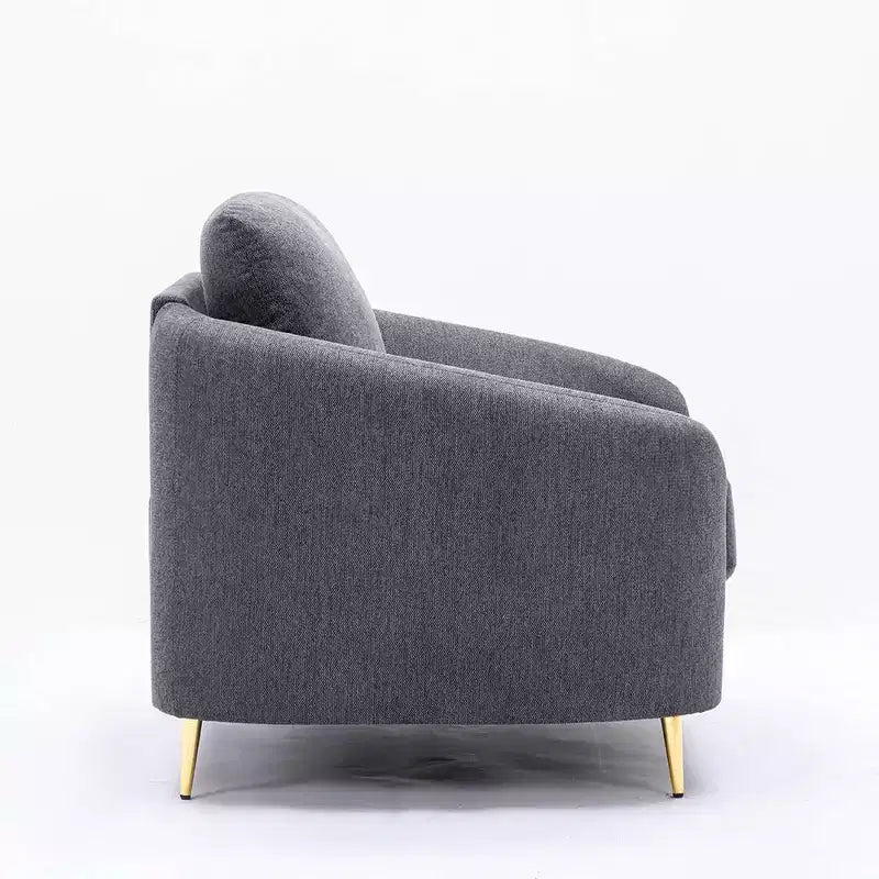 Divano Yuina 80" Lino Grigio - Acme Furniture: Gambe in Metallo Cromato, Seduta con Molle Insacchettate, Struttura in Legno