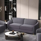 Divano Yuina 80" Lino Grigio - Acme Furniture: Gambe in Metallo Cromato, Seduta con Molle Insacchettate, Struttura in Legno