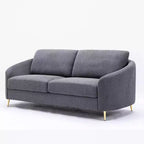 Divano Yuina 80" Lino Grigio - Acme Furniture: Gambe in Metallo Cromato, Seduta con Molle Insacchettate, Struttura in Legno