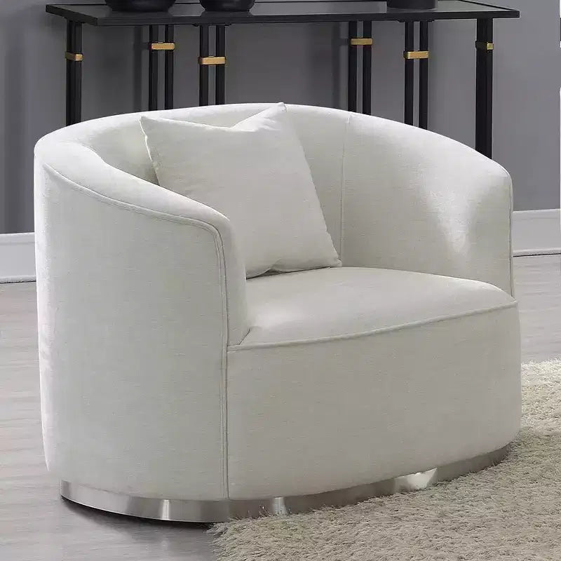 Poltrona d'accento Odette 39" in ciniglia beige Acme Furniture: Rivestimento in lino, struttura in legno, nessun assemblaggio richiesto